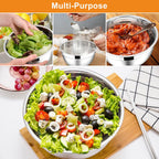 E-far Mixing Bowls with Lids, 6-Piece Stainless Steel Salad Bowls Metal Nesting Bowls for Baking Cooking and Prepping, Airtight Lids & Stackable Design, Size 4.5, 3, 1.5 QT (Colorful)