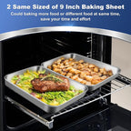 P&P CHEF 9 Inch Baking Cookie Sheet, Oven Pan Tray Stainless Steel Sheet Pan for Kitchen, Oven Bakeware for Multi Uses, Shiny Look & Dishwasher Safe, Healthy & Heavy Duty, 2Pcs