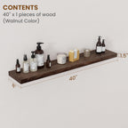 Floating Shelves for Wall Decor, 8 Inch Deep Rustic Solid Elm Wood Floating Shelves Wall Mounted, Wall Shelves with Invisible Bracket for Living Room Bathroom Bedroom Kitchen, 40 Inch Set of 1, Walnut