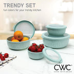 COOK WITH COLOR Prep Bowls with Lids- Wide and Deep Nesting Plastic Small Mixing Bowl Set with Lids, 8 Piece Set - Wide Bowls, Speckled Mint