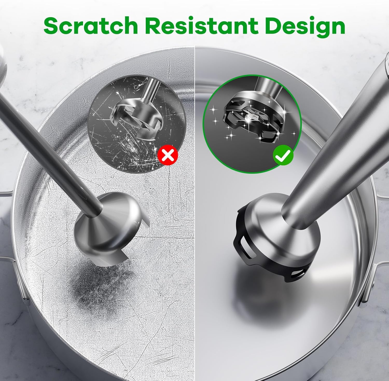 Immersion Blender Handheld Corded Hand Blenders Set 1100W, Trigger Variable Speed 5 in 1 Stick Emulsifier with Chopper, Whisk and Frother for Soup, Baby Food and Smoothies