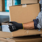 DULFINE Ultra-Thin PU Coated Work Gloves-12 Pairs,Excellent Grip,Nylon Shell Black Polyurethane Coated Safety Work Gloves, Knit Wrist Cuff,Ideal for Light Duty Work. (Large)