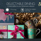 Portmeirion Sara Miller Chelsea Mug, Dark Grey - Elegant 12oz Fine China Cup with 22K Gold Details - Tea Time Chinaware for Afternoon Tea Presentation, Gift-Boxed Drinkware