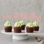 Gyufise 24Pcs 50th Birthday Cupcake Toppers Cheers to 50 Fabulous Fifty Vintage 1975 Cupcake Picks 50th Birthday Wedding Anniversary Party Cake Decorations Supplies Rose Gold