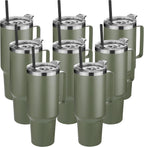 HASLE OUTFITTERS 40 oz Stainless Steel Tumbler with Handle, Vacuum Insulated Tumblers Bulk, Reusable Double Wall Travel Coffee Mug, Durable Powder Coated Water Bottles(Army Green, 8)