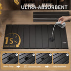 Stone Drying Mat for Kitchen Counter-Super Absorbent PU Dish Drying Mat, Quick Dry Stone Mat Kitchen for Dishes, Bottles & Cups, Large Foldable Stone Dish Drying Mat, Non-Slip Kitchen Mat