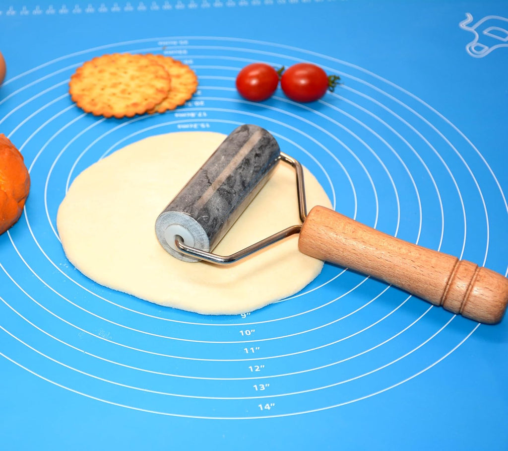 Tianman Rolling Pin Pizza Roller, Marble Roller Non-Stick T-Type, For Cake Baking Tortilla Fudge Pizza Cookies and Other Kitchen Baking Cooking (Type 2 Black).