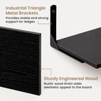 Fun Memories Deep Floating Shelves, 16W x 8D Floating Shelves Set of 2, Wall Mounted Shelf with Metal Brackets, Rustic Wood Wall Shelf for Bathroom, Kitchen and Living Room, Black