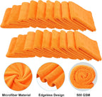 Shimeyao 30 Pcs Edgeless Microfiber Plush Towels for Cars Detailing Drying Wash Polishing Absorbent Cleaning Cloths, 500 GSM, 16 x 16 Inch(16 x 16 Inch,Orange,30 Pcs)