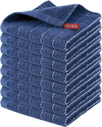 Homaxy 100% Cotton Terry Kitchen Dish Cloths, Ultra Soft and Absorbent Dish Towels for Kitchen, Suitable for Drying and Washing Dishes, 8 Pack, 12 x 12 Inches, Navy Blue