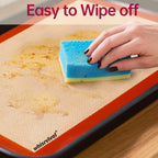 Silicone Baking Mat, Reusable Silicone Baking Sheets for Oven, 2Pcs Half Sheet(16.5"x11.6") Non-Stick (Orange)