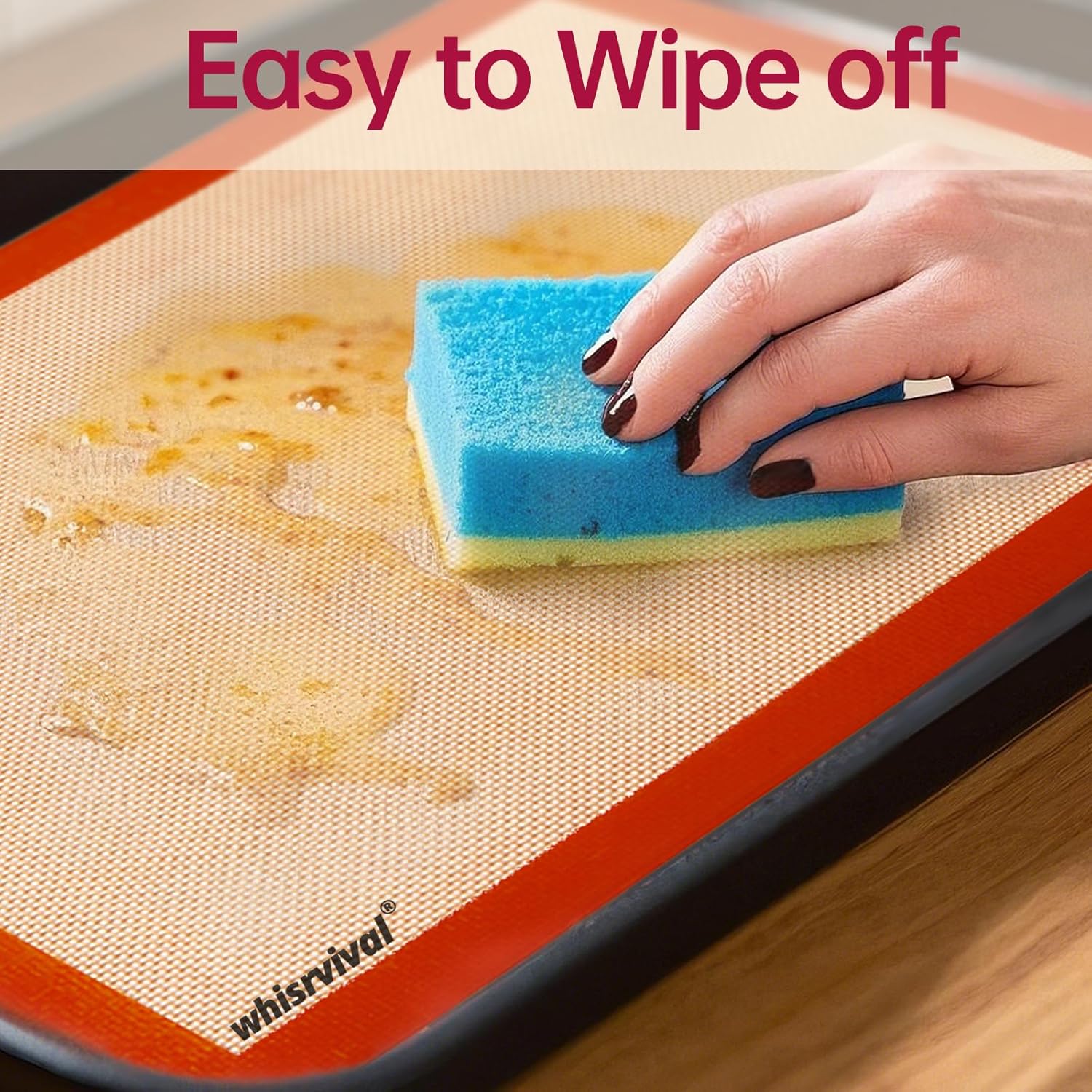 Silicone Baking Mat, Reusable Silicone Baking Sheets for Oven, 2Pcs Half Sheet(16.5"x11.6") Non-Stick (Orange)