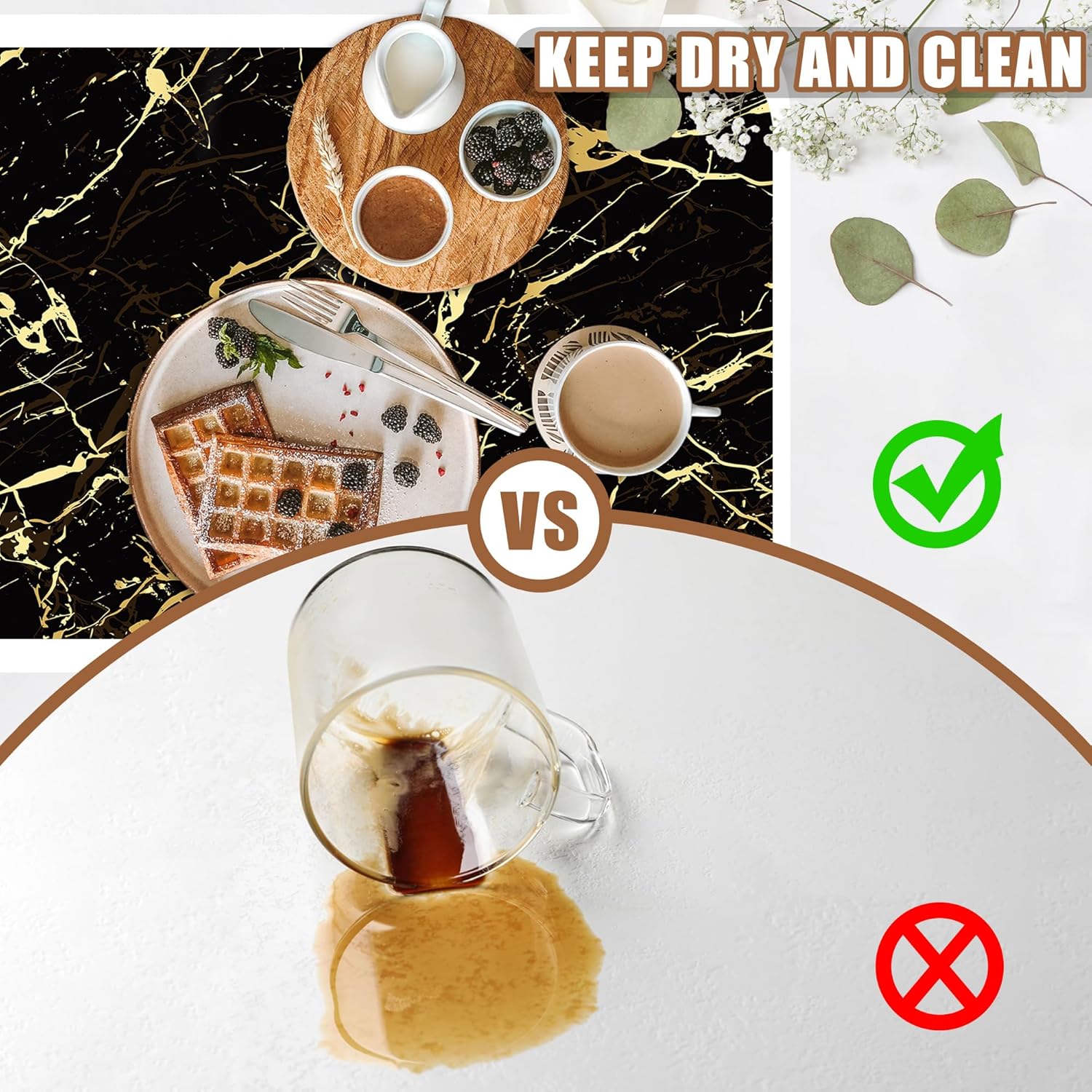 Dish Drying Mat Black and Gold Marble Coffee Bar Mat for Countertop - Absorbent, Rubber Backed, Hide Stain Dish Drainer Rack - Coffee Maker Pot Dining Room Decoration 15.7 x 23.6 Inch