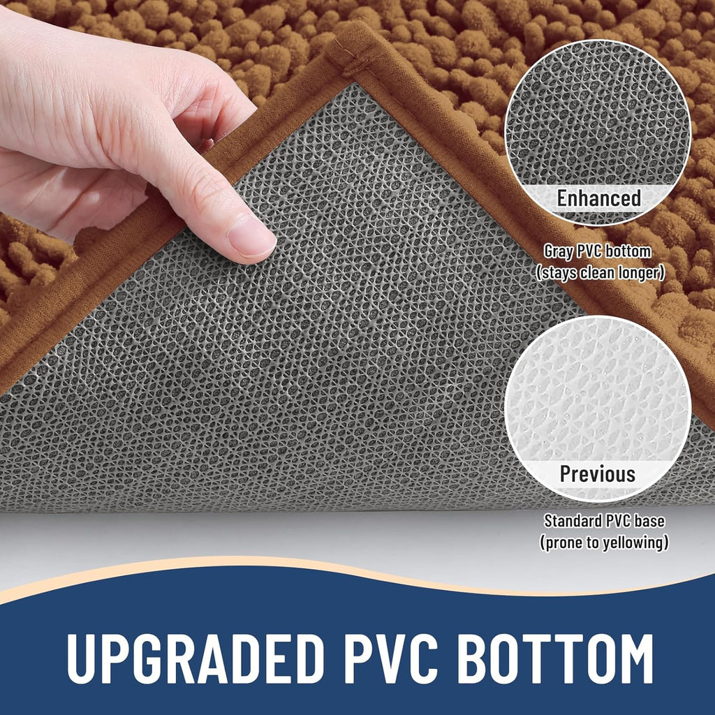 Arotive Luxury Chenille Bathroom Rug Mat, Extra Soft Thick Absorbent Shaggy Bath Rugs, Non-Slip Machine Wash Dry, Plush Bath Mats for Bathroom, Shower and Tub, 24x16, Ochre