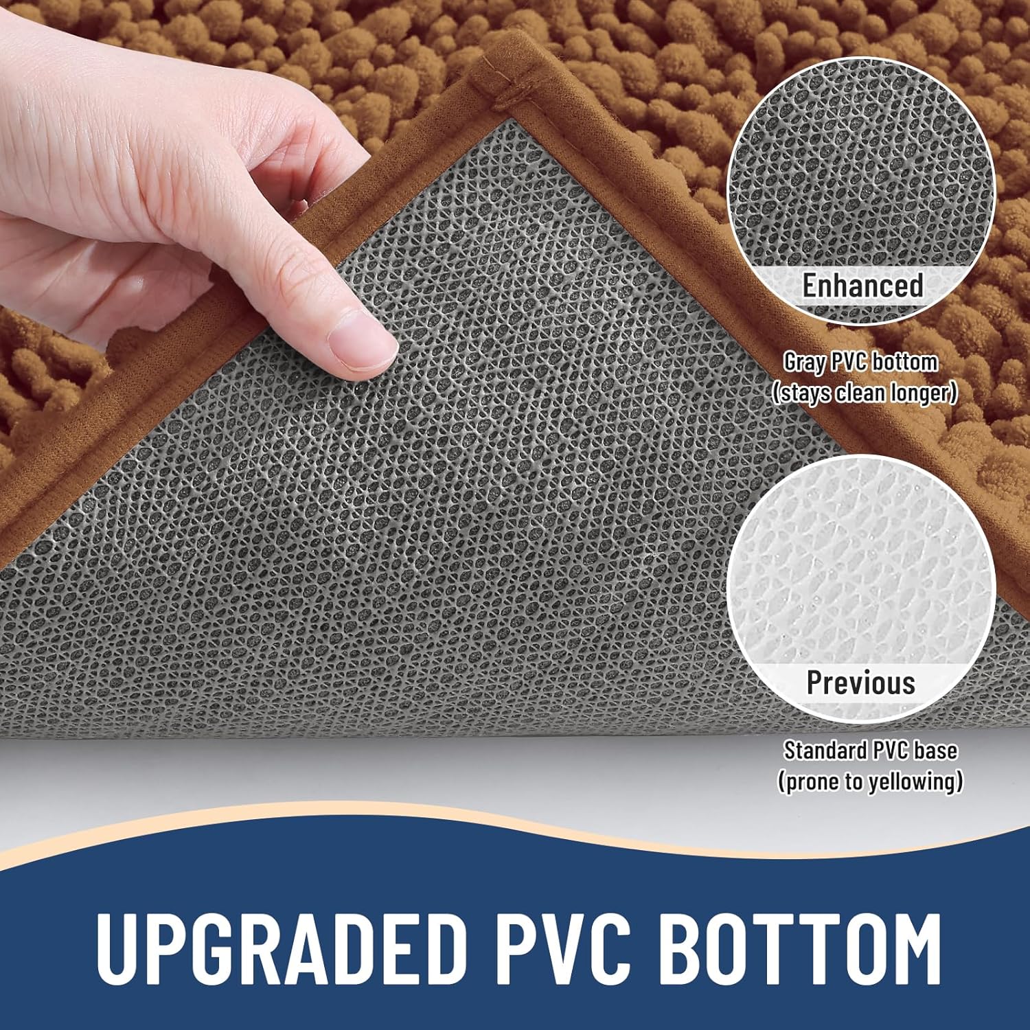 Arotive Luxury Chenille Bathroom Rug Mat, Extra Soft Thick Absorbent Shaggy Bath Rugs, Non-Slip Machine Wash Dry, Plush Bath Mats for Bathroom, Shower and Tub, 24x16, Ochre