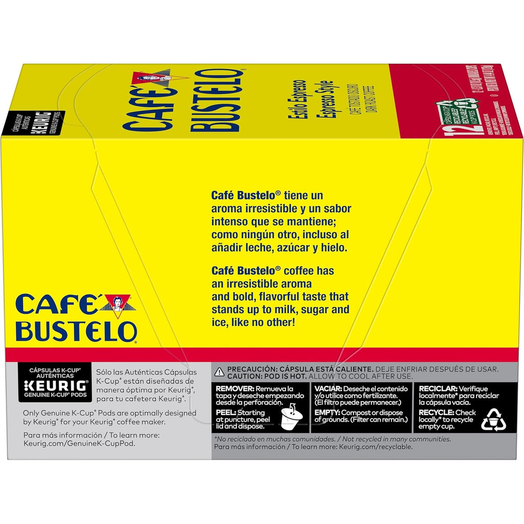 Café Bustelo Espresso Style Dark Roast Coffee, 72 Count Keurig K-Cup Pods