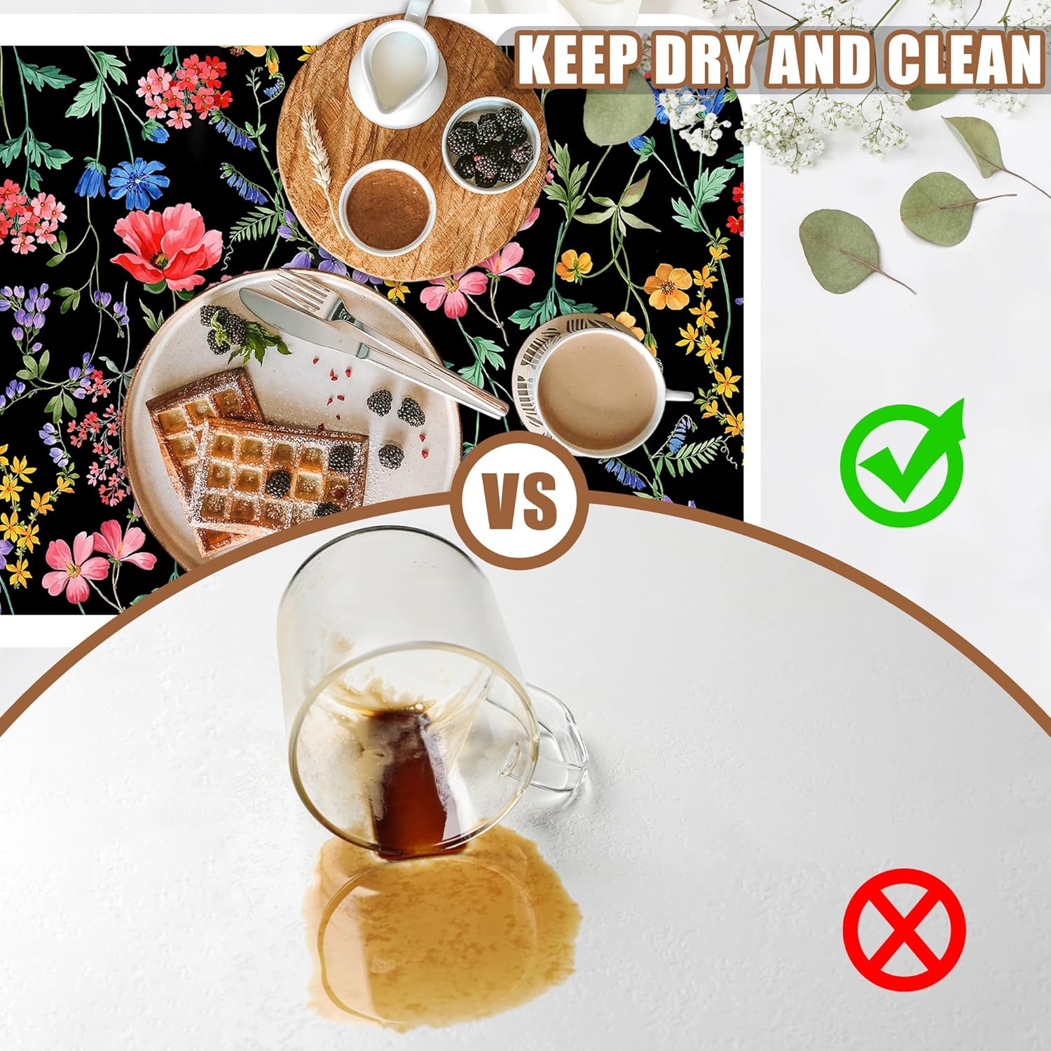 Beautiful Flowers Dish Drying Mat for Kitchen Counter Coffee Mat Hide Stain Absorbent Rubber Backed Drying Rack Pad Espresso Machine Coffee Bar Accessories 15.7 x 23.6 Inch
