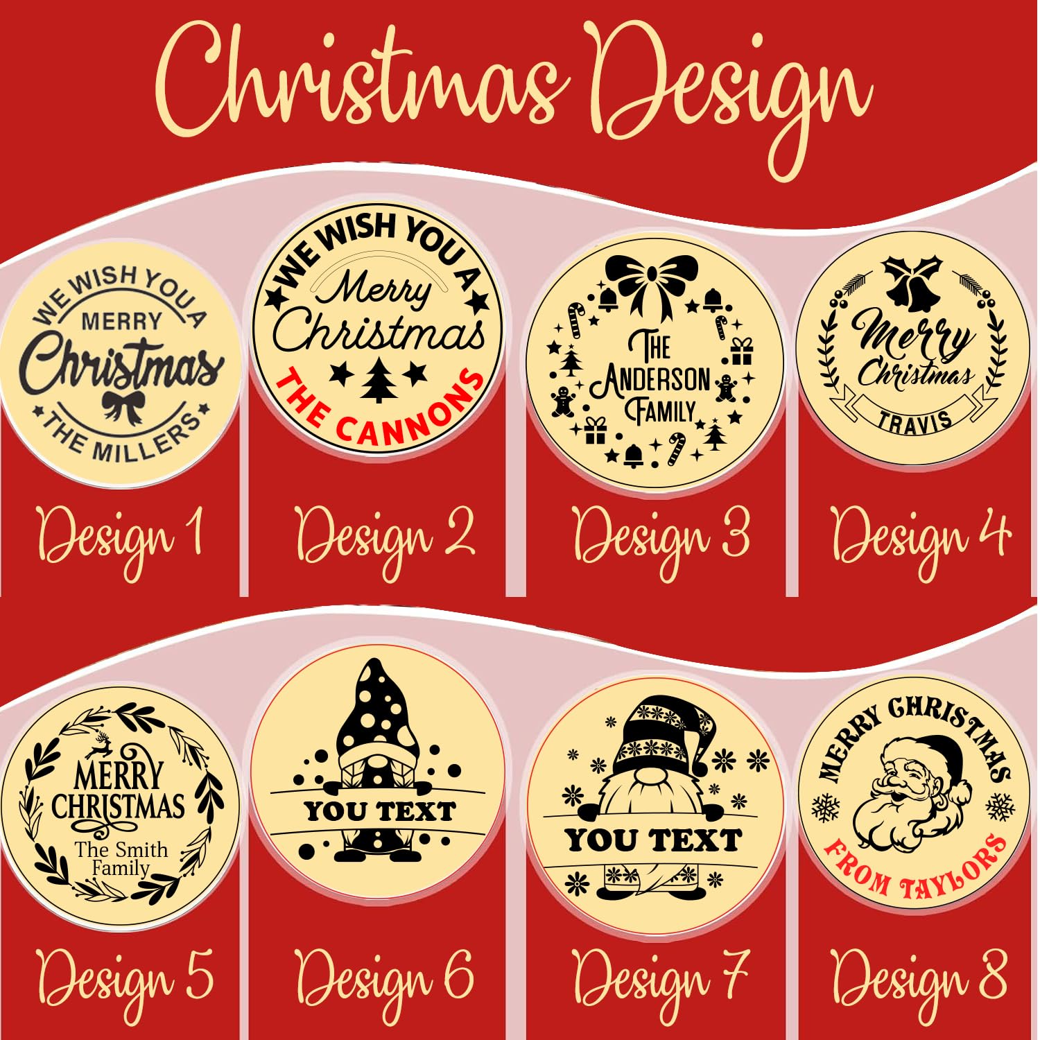 Personalized Christmas Cookie Stamps Customizable Name Cookie Stamps With Handle Cutter For Cookie Baking Decorating Cakes And Handmade Christmas Gifts Perfect (Raised cookie design)