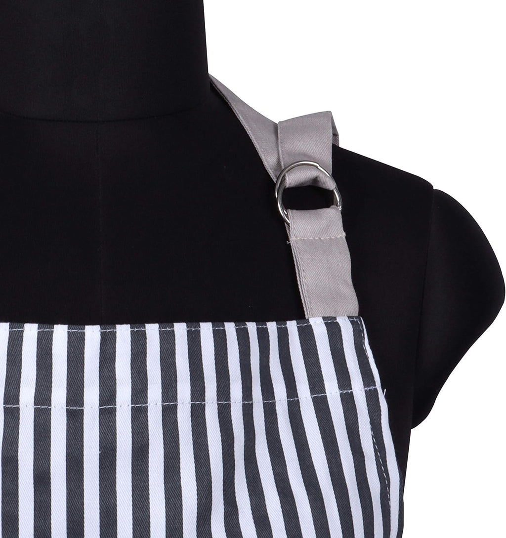 AMOUR INFINI Cotton Aprons for Women with Pockets Adjustable Strap and Waist Ties Printed Reusable Aprons for Baking, Cooking, Gardening (27.5 x 33 Inches - Charcoal)