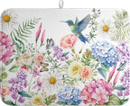Spring Floral Birds Dish Drying Mat Summer Butterfly Flowers Kitchen Dish Drying Pad Daisy Absorbent Dish Dryer Mat for Kitchen Countertops Microfiber Dishes Drainer Pad (18x24 in)