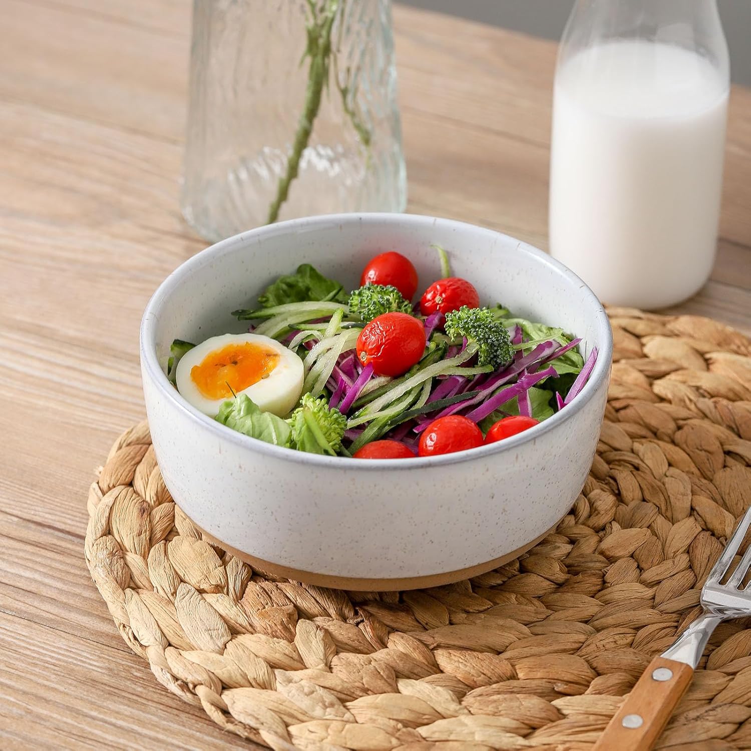 Ceramic Soup Bowls Set of 6,30 Ounce Stoneware Cereal Bowl,Porcelain Nesting Bowls for Oatmeal,Popcorn,Soup,Pasta,Fruit,Housewarming Gift,Microwave & Dishwasher Safe,White