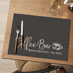 Artoid Mode Coffee Bar Mat Set of 2, Plastic Vinyl Washable Woven Non-Slip Table Mats for Coffee Machine Decor,Dark Gray