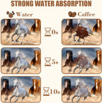 Horses Run in Desert Coffee Mat Absorbent Dish Drying Mat for Kitchen Counter Hide Stain Rubber Backed Coffee Bar Accessories Fit Under Espresso Machine Cafe Table, 15.7 x 23.6 Inch