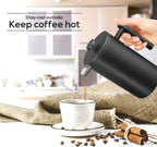 Utopia Kitchen Stainless Steel French Press Coffee Maker 12 Oz, French Press Tea Maker, Cold Brew Portable Travel Coffee Presses, Tea Press Gifts Black