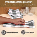 Native Fab 6-Pack Kitchen Towel with Hanging Loop 16x26 inches, Cotton Buffalo Check Kitchen Towels for Cleaning Drying, Washcloths Soft & Absorbent Cloth Rags, Bar Towel, Dish Cloth, Grey