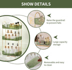 YCIA&DONE Bathroom Organizer Countertop, Makeup Storage, Skincare Cosmetic Tray Shelf, Perfume Holder Rack for Vanity Counter, Large Capacity, Easy to Install, Clean, 3 Tiers, Vintage Green