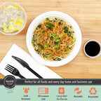 MULMEHË Plastic Food Storage Take-Out Container and Lid Combo, 16 oz, Microwaveable, Round, White, 6x1.5”, Set of 150