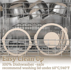 Mixing Bowles Set with Lids Set - Warp-Proof TPR-AS Lids, Stainless Steel Mixing Bowl with 3 Graters & Measuring Lines, Non-Slip Bowls for Baking, Prep, Airtight Food Storage (Khaki 5/3/2/1.5/0.63QT)