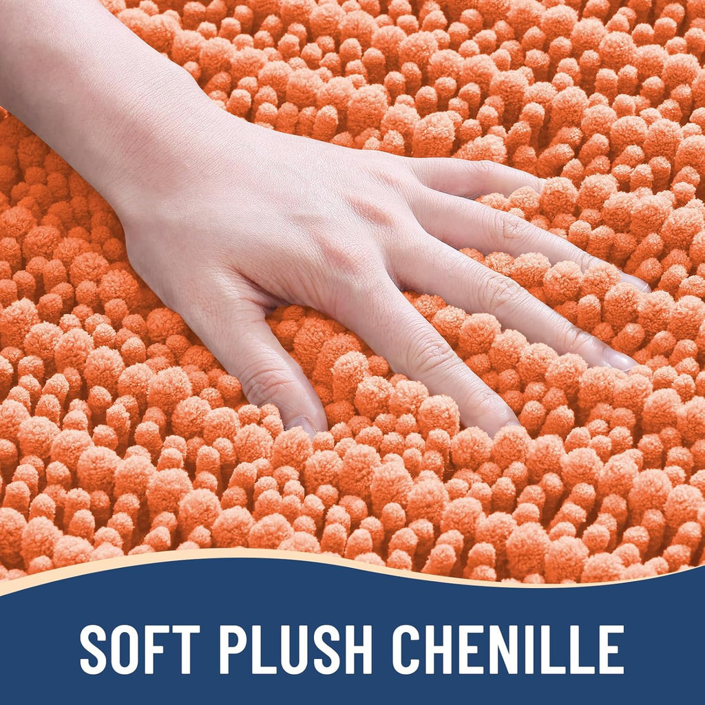 Arotive Luxury Chenille Bathroom Rug Mat, Extra Soft Thick Absorbent Shaggy Bath Rugs, Non-Slip Machine Wash Dry, Plush Bath Mats for Bathroom, Shower and Tub, 30x17, Coral