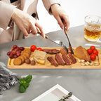Premium Rubberwood Charcuterie Board with Handle – Durable Wooden Serving Platter for Cheese, Meat, and Appetizers – Perfect for Entertaining, Parties, and Gifts