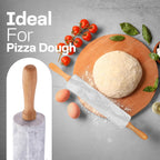 17 Inch Marble Rolling Pin with Wooden Handles & Wood Cradle, Dough Roller for Baking Pizza, Pies, Pastries, Pasta, Cookies