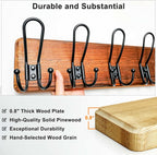 Dseap Coat Rack Wall Mounted - Heavy Duty Farmhouse Rustic Wall Coat Hanger with 5 Wire Hooks for Clothes Hat Jacket Towel, RusticWire, J1-5A, Rustic Brown & Black, Pack of 2