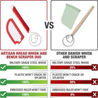 Artisan Bread Whisk and Bench Scraper Duo - Essential Dough Mixer Tools - Sourdough Bread Baking Supplies