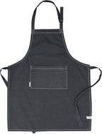 AMOUR INFINI Cotton Solid Aprons for Women with Pocket, Adjustable Strap and Waist Ties Washed Chef Aprons for Cooking, Baking and Gardening (27.5 x 33 Inches - Gray)
