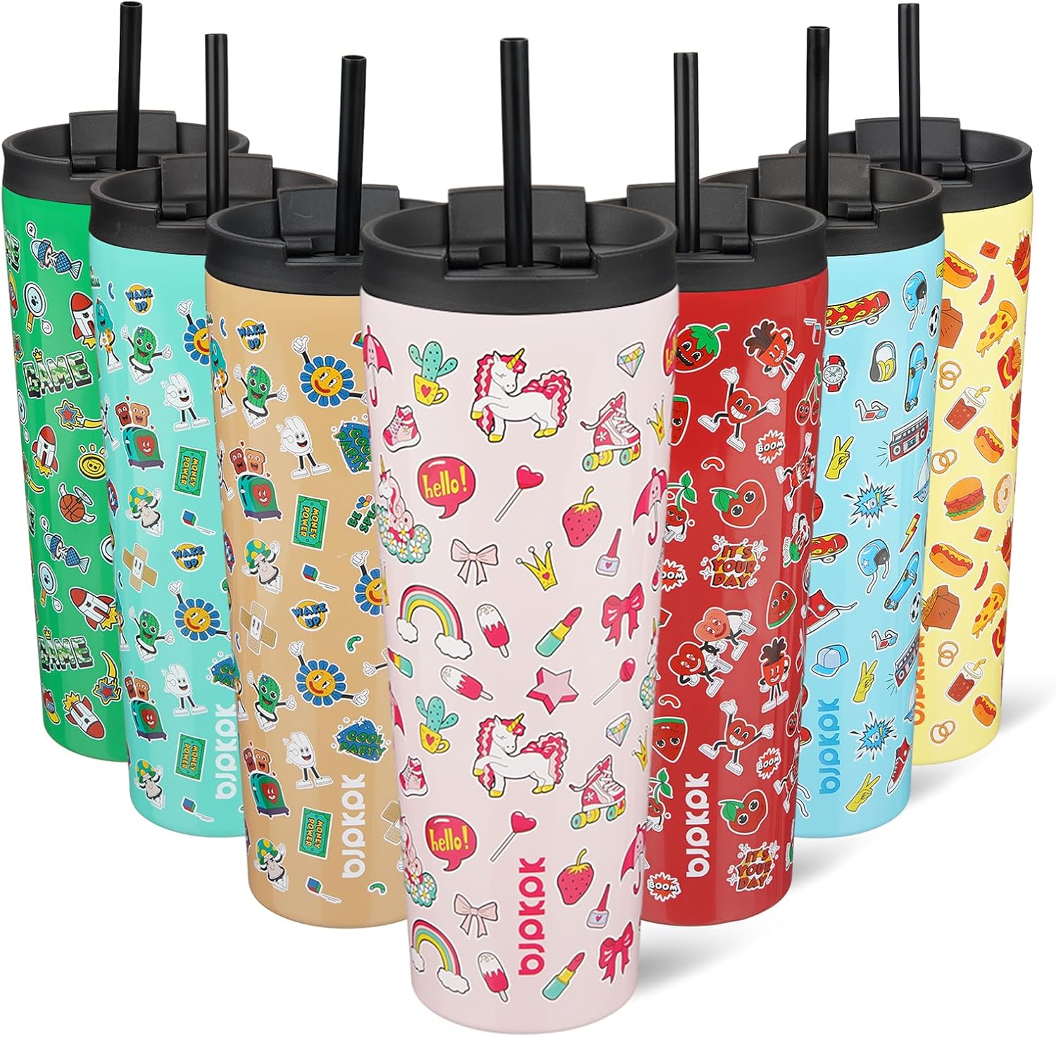 BJPKPK 26oz Insulated Tumbler With lid And Straw Stainless Steel Tumblers Travel Coffee Mug Reusable Thermal Cup,Unicorns