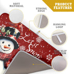 Let It Snow Winter Snowflake Red Dish Drying Mat for Kitchen Counter,Xmas Trees Snowman Cardinal Bird Drying Mat 18 x 24 Inch with High Absorbent Microfiber Drainer Mat for Coffee Bar