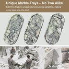 Natural Marble Vanity Tray - Moujings Genuine Marble Perfume Tray for Bathroom Decor, Stone Bathroom Vanity Organizer Tray for Kitchen Counter, Candles, Jewelry, Coffee, Makeup, Key