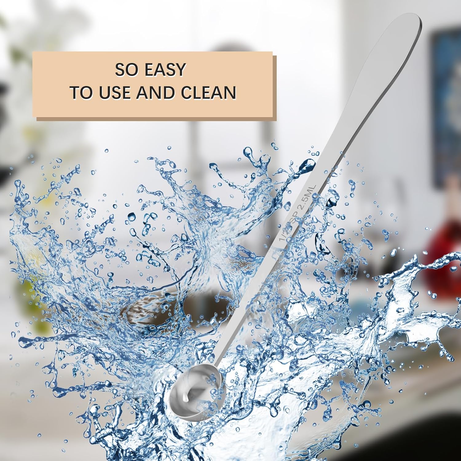 2PCS 1 Teaspoon(1tsp, 1/3tbsp, 5 ml) Single Measuring Spoon, Extra-long Handle Individual Measure Scoop, Stainless Steel Spoons Only