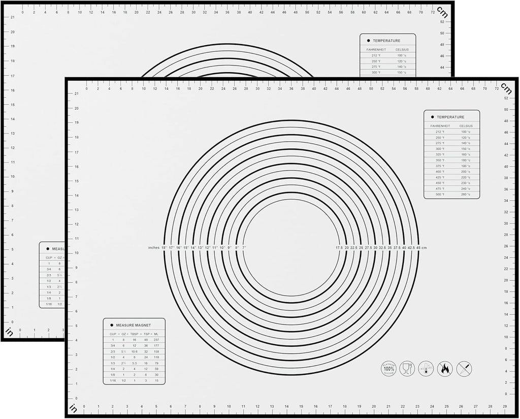 BlueBark 2 PCS - 24"L x 24"W Non-stick Silicone Baking Mat for Pastry & Dough, Sourdough Bread Making Tools, Kitchen Counter, Cooking Enthusiasts