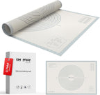 26 * 16 inches White grey, Non-Slip Silicone Baking Sheets - Baking Mat with 0.7mm Thickness - Non-Stick Pastry & Cookie Mat for Kitchen Counter for Rolling Out Dough with Measurements.