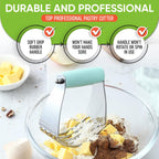 Spring Chef Dough Blender, Top Professional Pastry Cutter, Heavy Duty Baking Tool with Stainless Steel Blades, Medium Size, Mint
