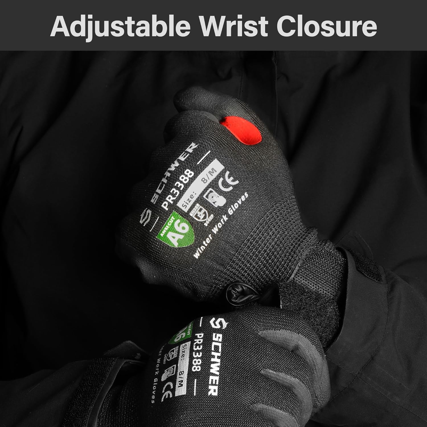 FreezeGuard Winter Work Gloves for Men and Women, ANSI A6 Cut Resistant Gloves With Super Grip, Freezer Glove for Work Touchscreen, Thermal Insulated, PR3388, Non PFAS, Black Knight (XL, 1 Pair)