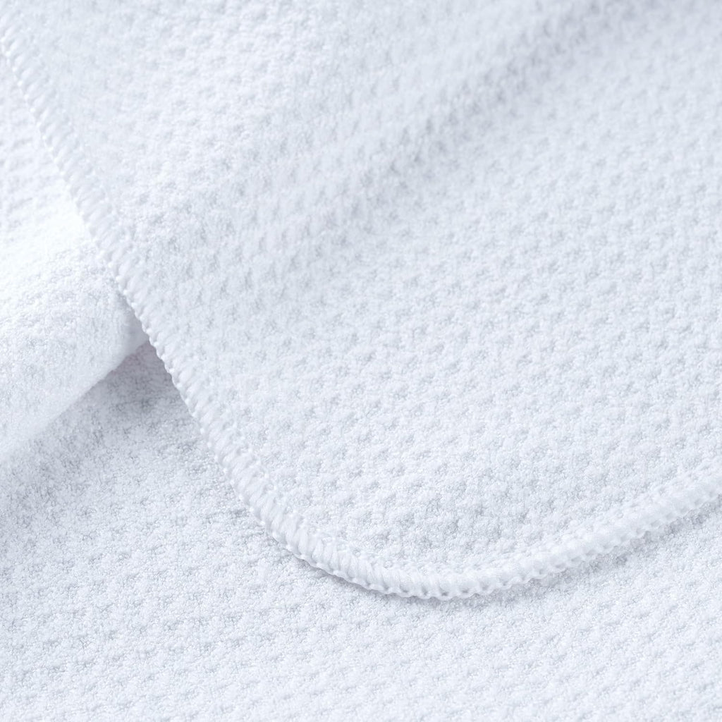 POLYTE Premium Microfiber Kitchen Dish Hand Towel Waffle Weave 12 Pack (16x28 in, White)