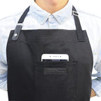 Black Cotton Kitchen Apron, Mens Womens Professional Cooking Bib Apron for Chef Grill BBQ, with Pockets Towel Loop and Adjustable Neck Strap