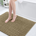 Arotive Luxury Chenille Bathroom Rug Mat, Extra Soft Thick Absorbent Shaggy Bath Rugs, Non-Slip Machine Wash Dry, Plush Bath Mats for Bathroom, Shower and Tub, 40x32, Camel