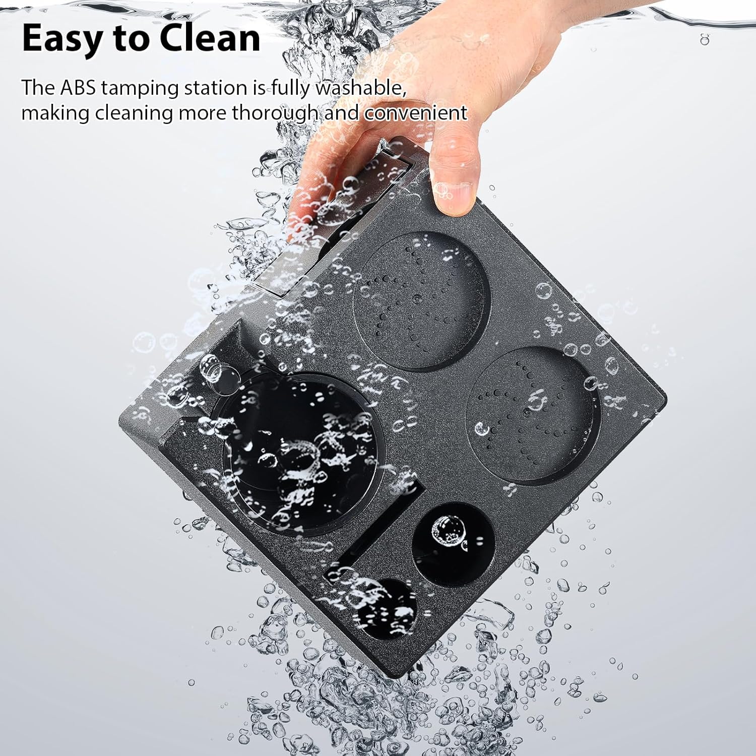 Espresso Tamping Station - 7 in 1 Espresso Coffee Organizer Box Fits for Storage 51/54/58MM Espresso Tamper, Distributor, Portafilter and Puck Screen Accessories, Plastic Tamp Station, Black